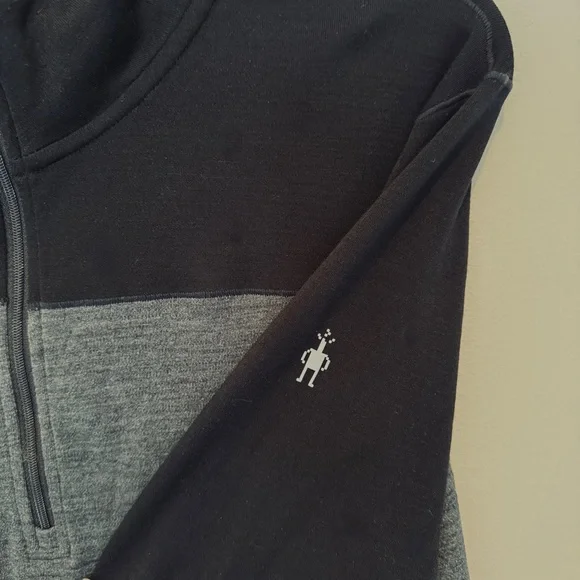Smartwool Mens Merino 250 1/4 Zip Baselayer Size Large Black Gray Lightweight - Picture 8 of 15